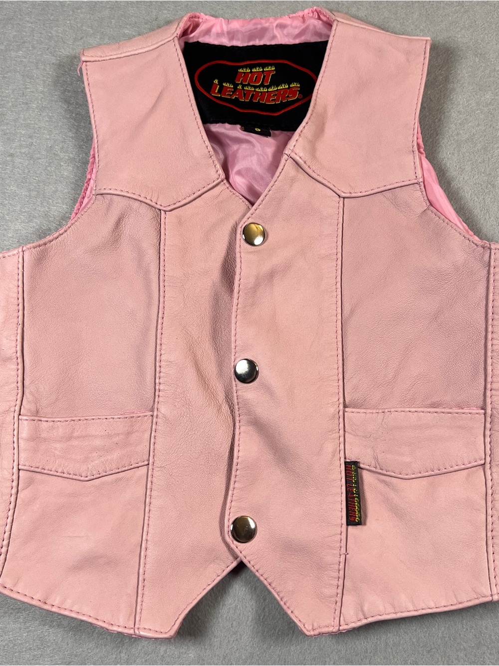 Hot Leathers Kids Pink Genuine Leather Vest S Biker Western Cowgirl